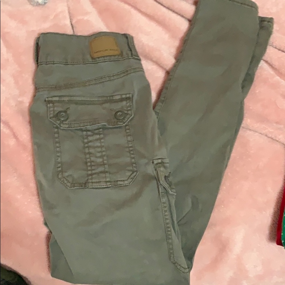 American eagle green cargo skinny jeans